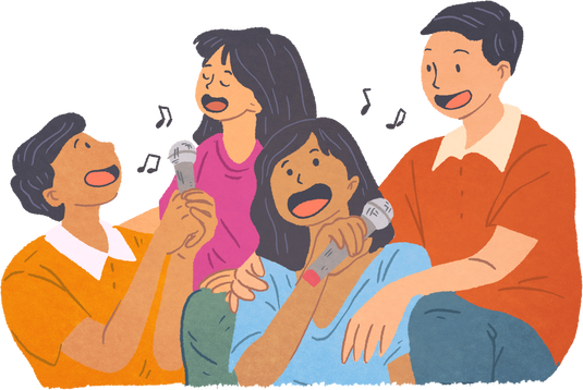 Textured Organic Family Singing Karaoke